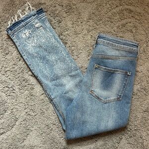 Pilcro Straight Leg Bleached Frayed Jeans